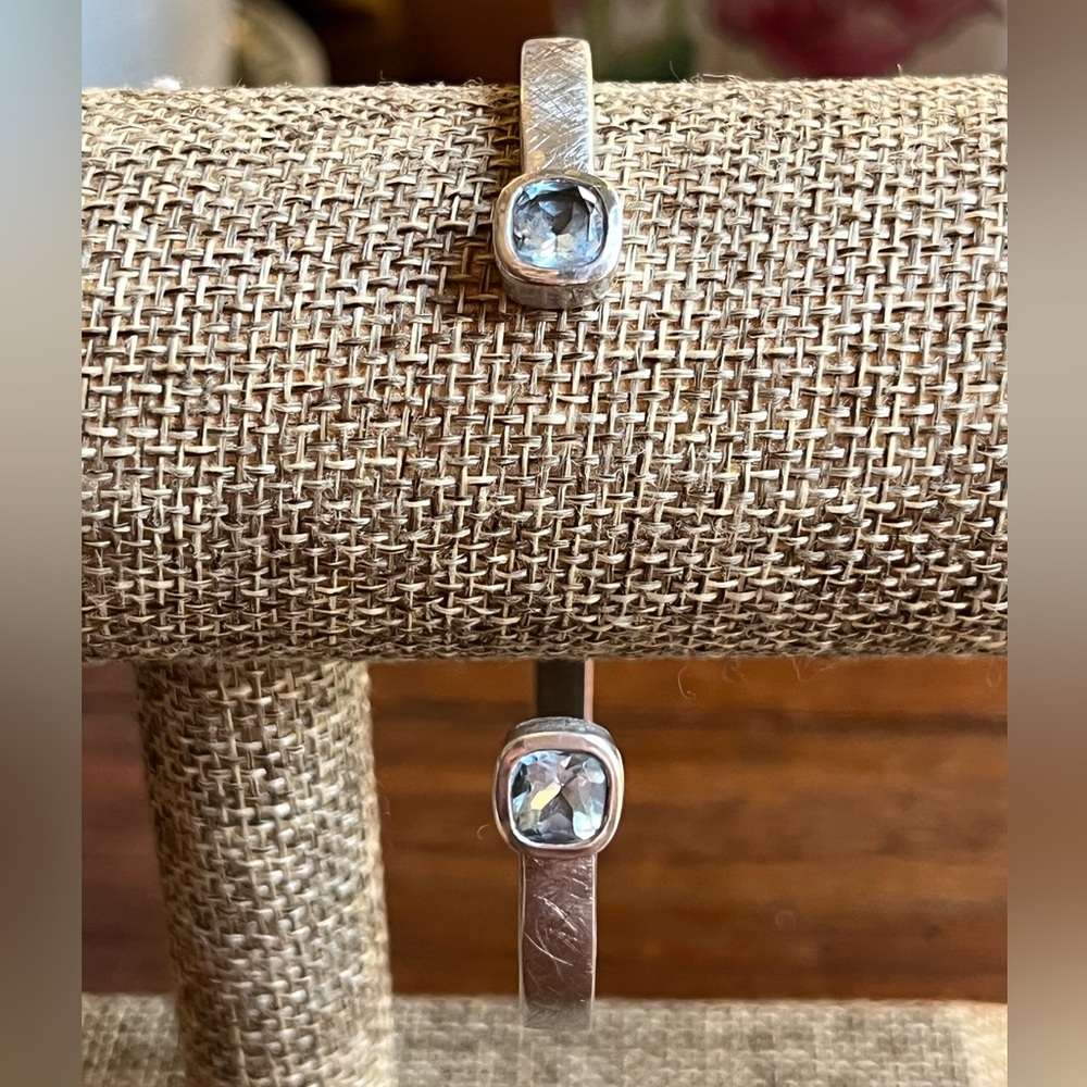 Wendy Mink vintage sterling silver cuff bracelet with blue topaz - gently loved!